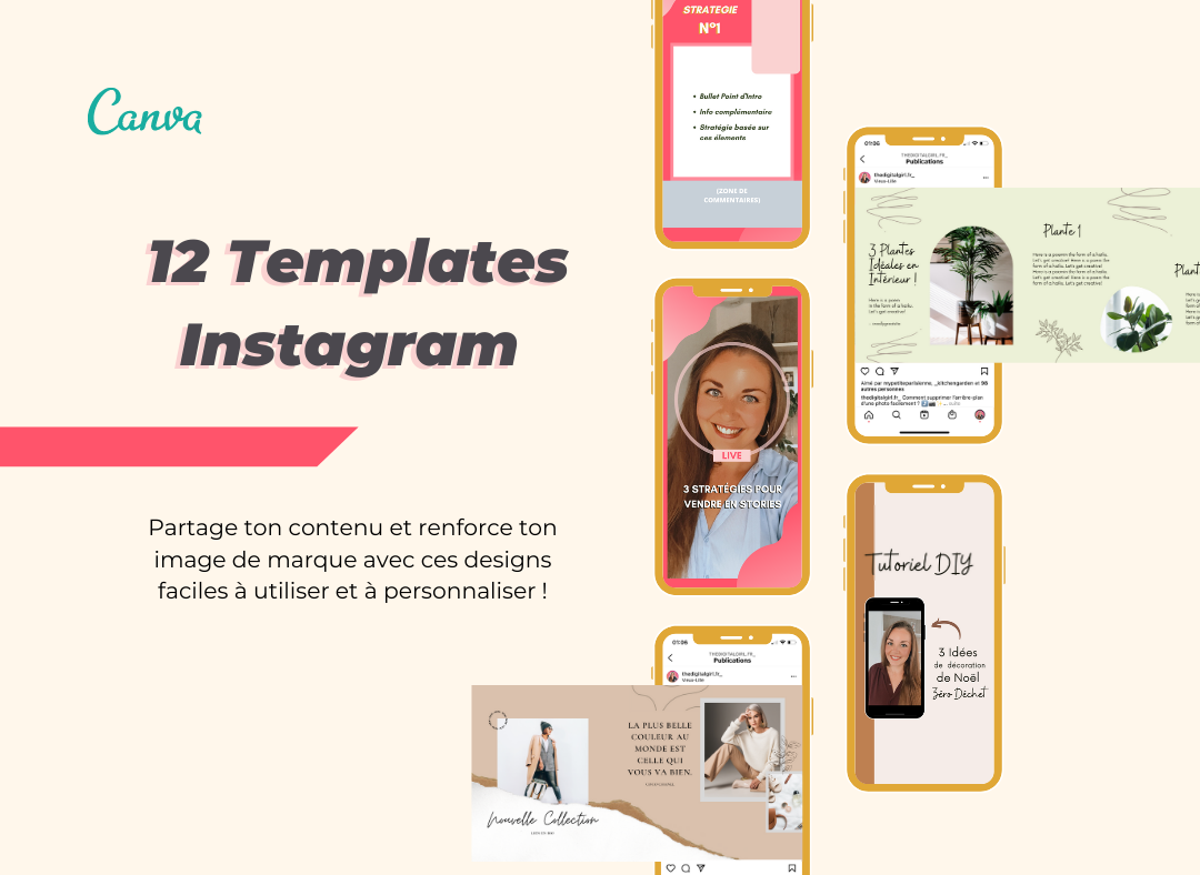 Easy Designs Pack Templates Instagram Personnalisables sur Canva